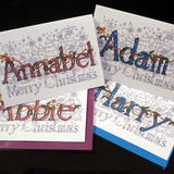 Christmas name cards for giving money in a personal way. This is for one 6 by 4 inch card, please state name and envelope colour.