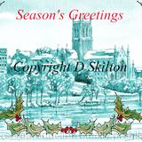 Worcester Snow scene Seasons greetings 6 by 4 inch white card with envelope. Personalised cards available on request.