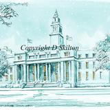 1 Old Marylebone town hall in snow ( wedding venue) as a 6 by 4 ivory card. 