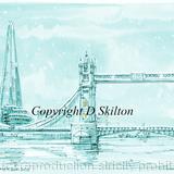 London, Tower Bridge and the Shard in snow . Possible seasons greeting card, This can be personalised with a message for Christmas. Contact for details.