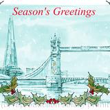 Tower Bridge and the shard in London as a 6 by 4 inch SEASON'S GREETINGS card. These can be personalised on request.