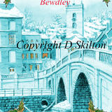 Bewdley Seasons greetings Card ( blue snow). 6 by 4 inch white card with white envelope. personalisation available