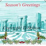 46 WILTSHIRE Stonehenge in snow card with SEASONS GREETINGS. 6 by 4 inch card with white envelope. personalisation and other greetings available.