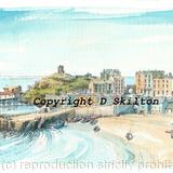 Tenby Harbour North beach watercolour signed print on watercolour paper , unmounted
