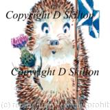 342 HAPPY HOGMANY card. Skillipig card. Ivory 6 by 4 greeting card with brown recycled envelope.