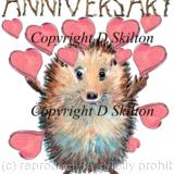 No. 345 Sending Anniversary Hugs. One of our Skillipigs Collection as a 6 by 4 inch ivory card with a brown recycled envelope.