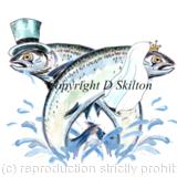 Salmon wedding pair as a 6 by 4 greeting card. possible Thank you or save the date or even invitations.