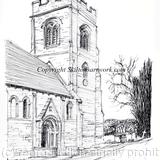 Rock church Worcestershire St Peter and st Paul Signed a4 print on watercolour paper, unmounted.