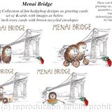 Menai Bridge set of 4 Skillipig images as 6 by 4 inch ivory greeting cards with brown recycled envelopes. Other numbers and combinations available on request.