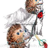 SNOWDON climbers. The skillipigs greeting card. 6 by 4 inch greeting card with brown recycled envelope. 