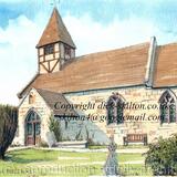 Buildwas church Holy Trinity as a 6 by 4 inch greeting card with envelope in a cello bag