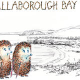 Challaborough Bay pencil drawing with the SKILLIPIGS greeting card 6 by 4 inch card with brown recycled envelope.