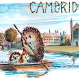 Cambridge with the Skillipigs in a punt. Greeting card.