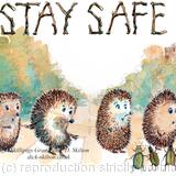 637 STAY SAFE Abbey road image. Skillipigs greeting card 6 by 4 inches with brown recycled envelope.