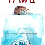 639 PAWS shark! Skillipigs greeting card 6 by 4 inches with brown recycled envelope.