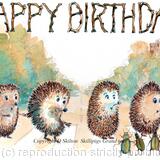 636 HAPPY BIRTHDAY Abbey road Skillipigs greeting card. 6 by 4 inch ivory card with brown recycled envelope. 