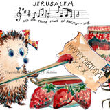 644 Jam and Jerusalem Skillipigs HAPPY BIRTHDAY Greeting card. 6 by 4 inches with brown recycled envelope 