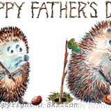 619 HAPPY FATHERS DAY two golfers. Skillipigs greeting card 6 by 4 inches with brown recycled envelope.