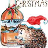 618 HAPPY CHRISTMAS whisky Skillipig card. 6 by 4 inches with brown recycled envelope