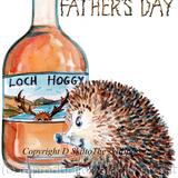 614 HAPPY FATHERS DAY whisky and glass. Skillipigs greeting 6 by 4 inches card with brown recycled envelope.