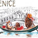 601 VENICE gondola Skillipigs greeting card.