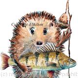 Perch HAPPY BIRTHDAY with the Skillipigs. 6 by 4 inch greeting card with brown recycled envelope.