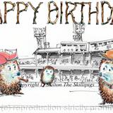 595 Baseball with the skillipigs HAPPY BIRTHDAY. 6 by 4 inch greeting card with brown recycled envelope.