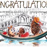 594 CONGRATULATIONS Venice and gondola. Skillipig Greeting card 6 by 4 inches with brown recycled envelope.
