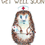 300 GET WELL SOON Skillipig greeting card 6 by 4 inches with brown recycled envelope.