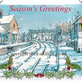 Highley Station Snow SEASON'S GREETING 6 by 4 inch card with white envelope.