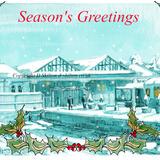 Kidderminster station SEASONS GREETINGS 6 by 4 inch greeting card with white envelope.