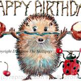 490 HAPPY BIRTHDAY at the gym. Skillipig 6 by 4 inch greetng card with brown recycled envelope