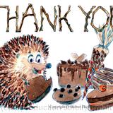273 THANK YOU chocolate eating. 6 by 4 inch skillipig greeting card with brown recycled envelope. 