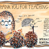 657 THANK YOU FOR TEACHING ME Skillipig greeting card with brown recycled envelope.