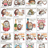 1 page of the Skillipigs Welsh language collection. choose the design you want and contact us. card 6 by 4 inches with brown recycled envelope.