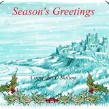 BAMBURGH CASTLE Christmas card 6 by 4 inch card with envelope.