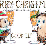 809 GOOD ELF , MERRY CHRISTMAS Skillipigs Christmas card 6 by 4 inch card with a brown envelope.