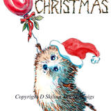 326 balloon HAPPY CHRISTMAS Skillipig 6 by 4 card with brown recycled envelope.