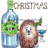 298 GIN MERRY CHRISTMAS Skillipig 6 by 4 card with brown recycled envelope.