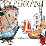 933 Skillipigs HAPPY PERRANTIDE greeting card 6 by 4 inch ivory card with envelope.