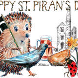 934 HAPPY ST PIRAN'S DAY Skillipigs greeting card. 6 by 4 inch ivory card with brown recycled envelope.