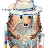 975 croquet player skillipig card HAPPY BIRTHDAY. 6 by 4 inch greeting card with brown recycled envelope.