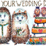 977 ON YOUR WEDDING DAY bride and groom Skillipig card. 6 by 4 inch card with envelope. 