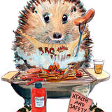 1034 BBQ invitation greeting card 6 by 4 ivory card with envelope.