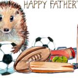 1068 Ball games with spike HAPPY FATHERS DAY 6 by 4 inch Skillipig card with envelope