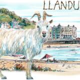LLandudno goat and pier. 6 by 4 inch greeting card. Any greeting available.