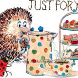 706 Coffee and cake JUST FOR YOU Skillipig 6 by 4 inch greeting card with envelope