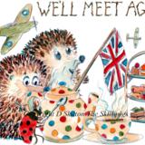 971 WE'LL MEET AGAIN tea cake. 6 by 4 inch Skillipig greeting card