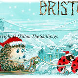 BRISTOL Christmas Sleigh. Skillipig Christmas greeting card 