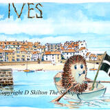St IVES rowing boat in the harbour Skillipig Greeting card 